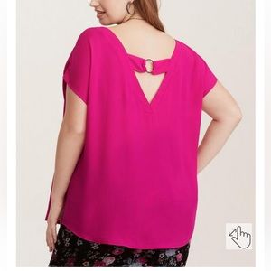 Torrid PINK WOVEN GEORGETTE O-RING PULLOVER 3X